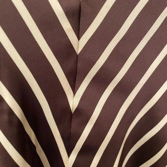 Ralph Lauren brown white chevron stripe skirt 6 smooth satin-like a-line - Picture 8 of 11